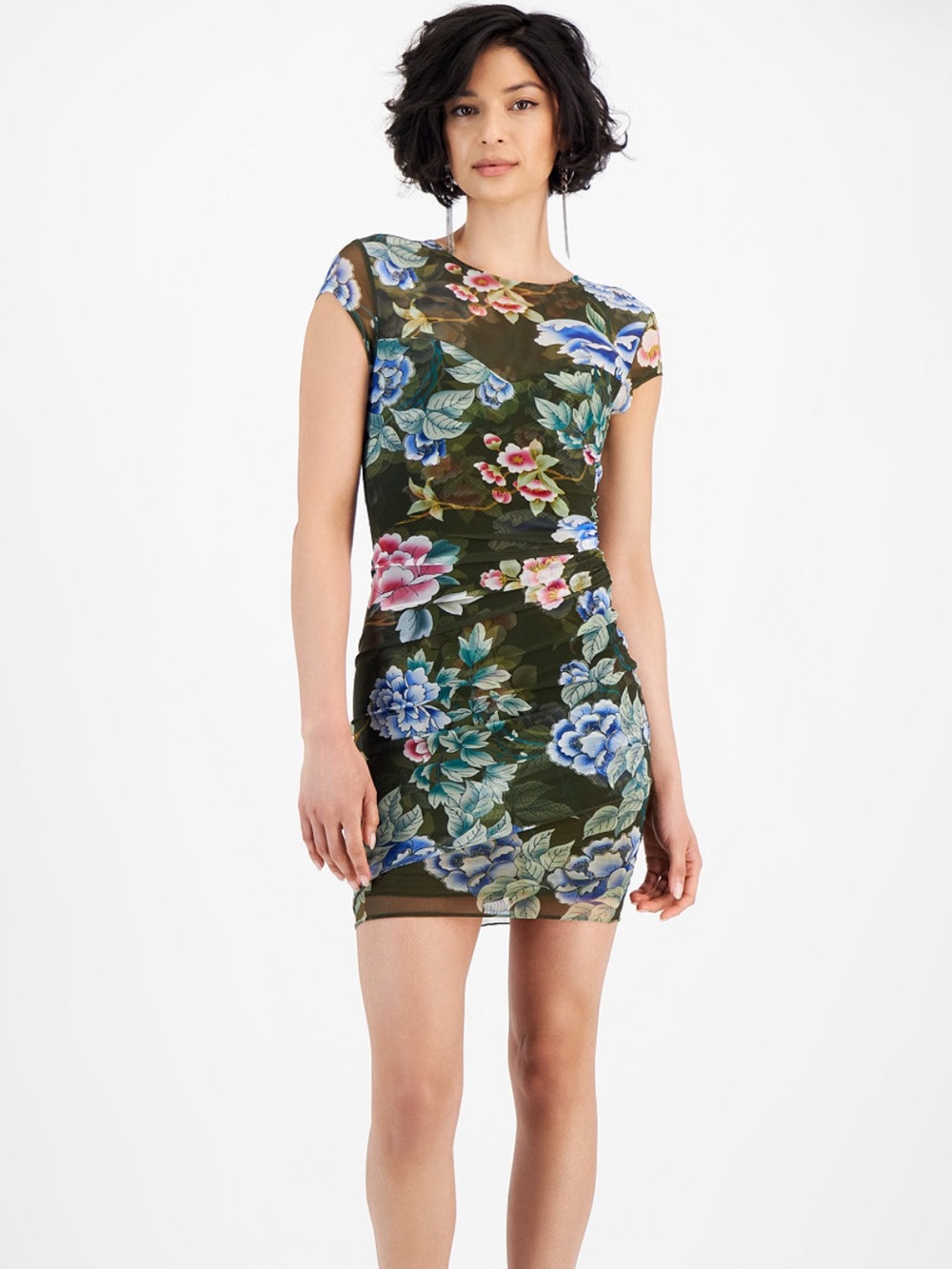 GUESS Women's Eco Aida Mesh Short Sleeve Dress